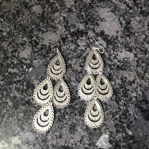 Stunning Silver tone chandelier earrings